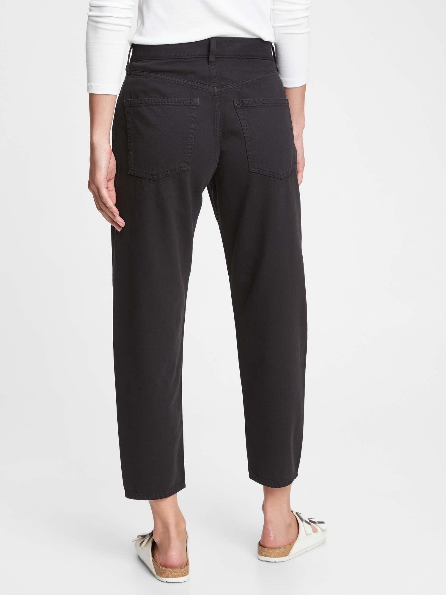 High Rise Barrel Jeans with Washwell Gap