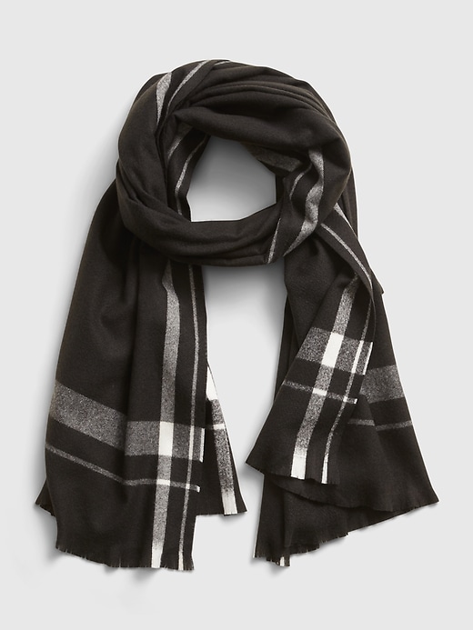 2 of 8 showing, with the color black & white plaid of product Cape Scarf