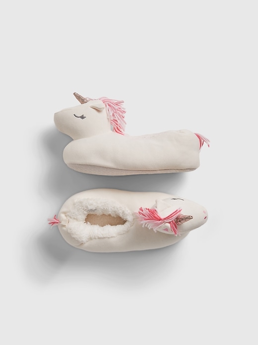 1 of 8 showing, with the color ivory frost of product Kids Unicorn Slippers