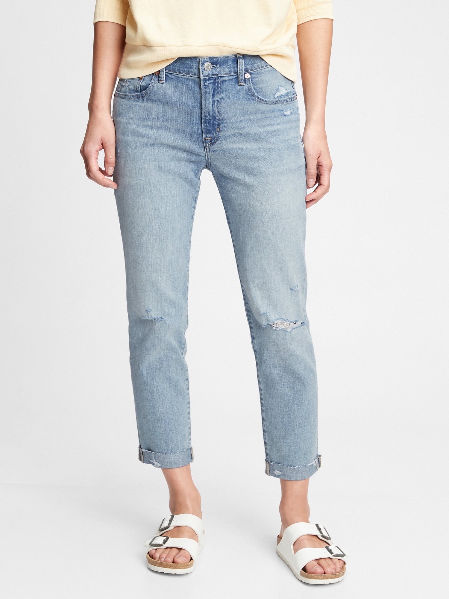 Mid Rise Girlfriend Jeans with Washwell | Gap