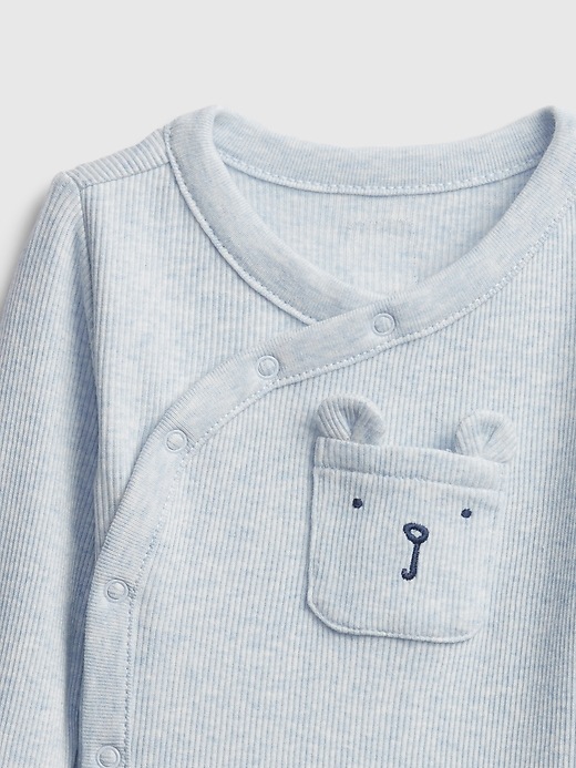 Image number 3 showing, Baby 100% Organic Cotton Bear Pocket Bodysuit