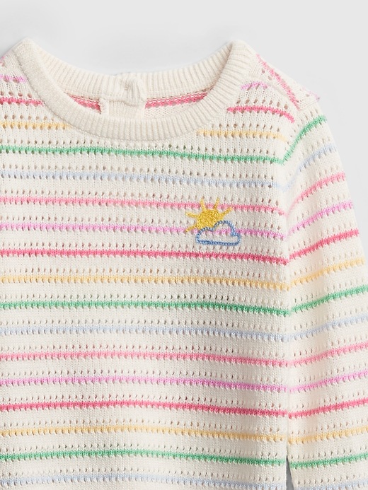 Image number 3 showing, Baby Rainbow Embroidered Crewneck Sweater