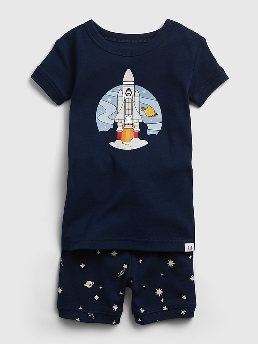 2 of 8 showing, with the color elysian blue of product babyGap 100% Organic Cotton Rocket PJ Set