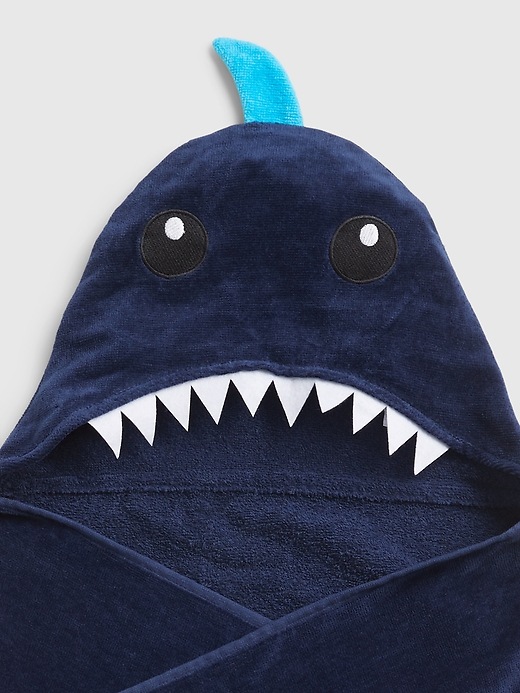 2 of 8 showing, with the color elysian blue of product Toddler Shark Towel