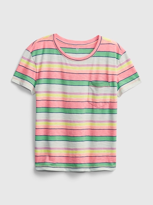 1 of 8 showing, with the color candy multi stripe of product Kids Print Pocket T-Shirt