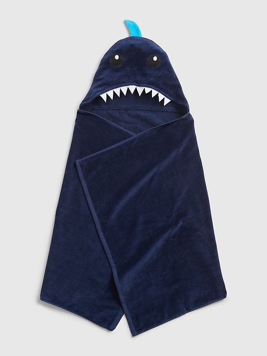 1 of 8 showing, with the color elysian blue of product Toddler Shark Towel