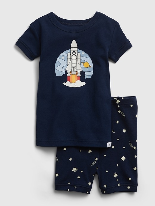 1 of 8 showing, with the color elysian blue of product babyGap 100% Organic Cotton Rocket PJ Set