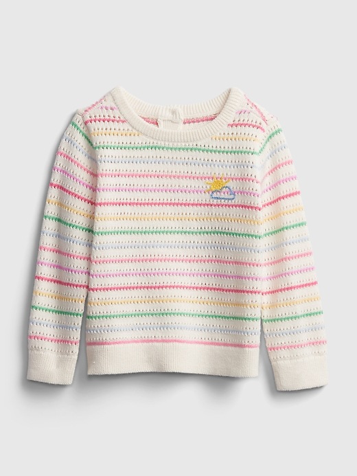 Image number 1 showing, Baby Rainbow Embroidered Crewneck Sweater