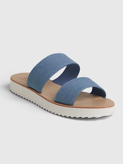 Image number 1 showing, Denim Platform Slides