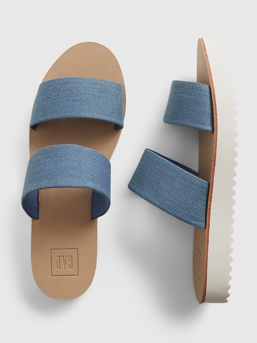 Image number 2 showing, Denim Platform Slides