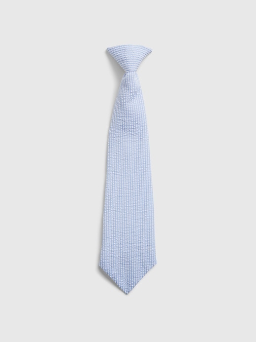 1 of 8 showing, with the color blue seersucker of product Kids Clip-On Tie