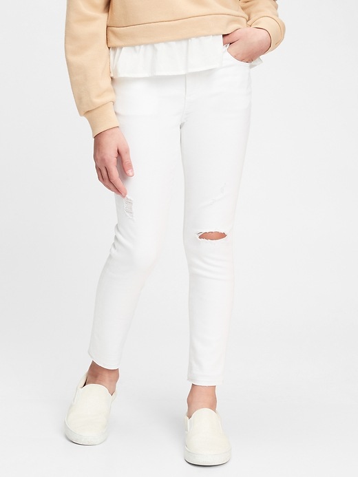 2 of 8 showing, with the color white of product Kids Super Skinny Ankle Jeans with Stretch