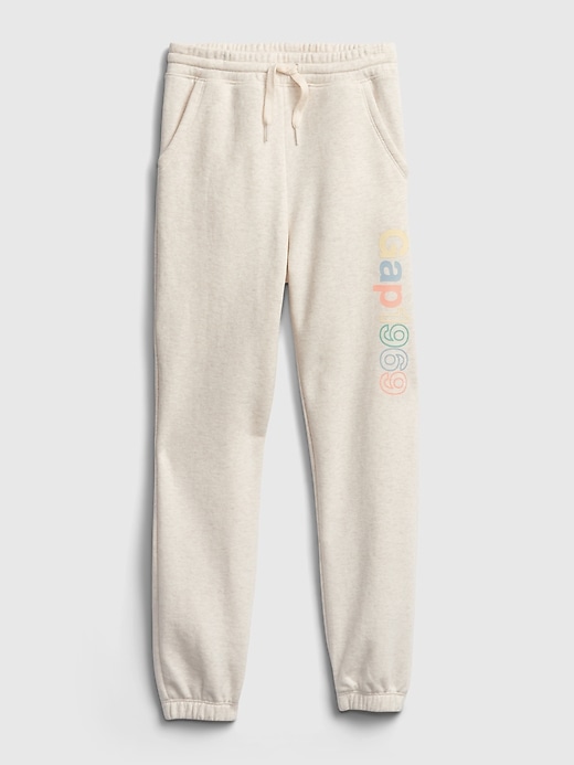 1 of 8 showing, with the color oatmeal of product Kids Slouchy Gap Logo Joggers