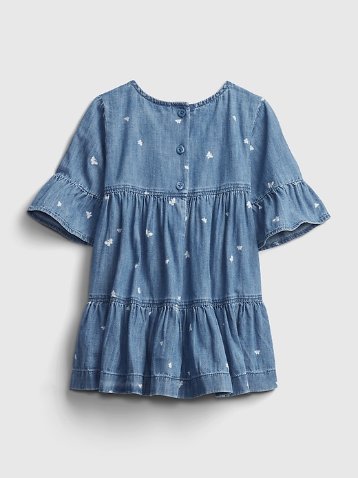 2 of 8 showing, with the color medium wash of product Baby Butterfly Denim Dress