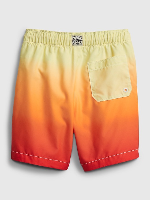 2 of 8 showing, with the color mango orange of product Kids 100% Recycled Polyester Dip-Dye Swim Trunks