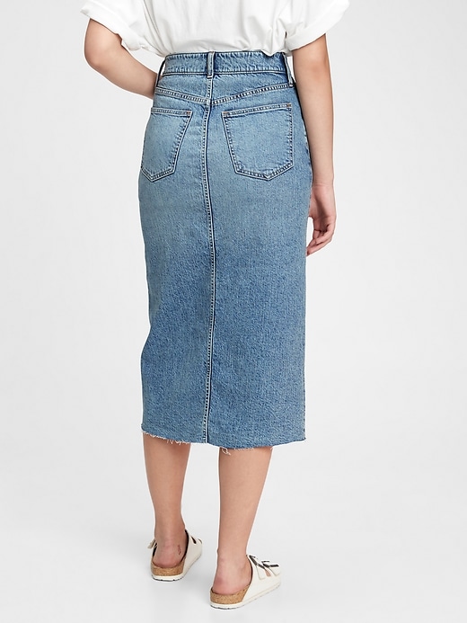 2 of 8 showing, with the color light indigo of product Denim Midi Pencil Skirt with Washwell™