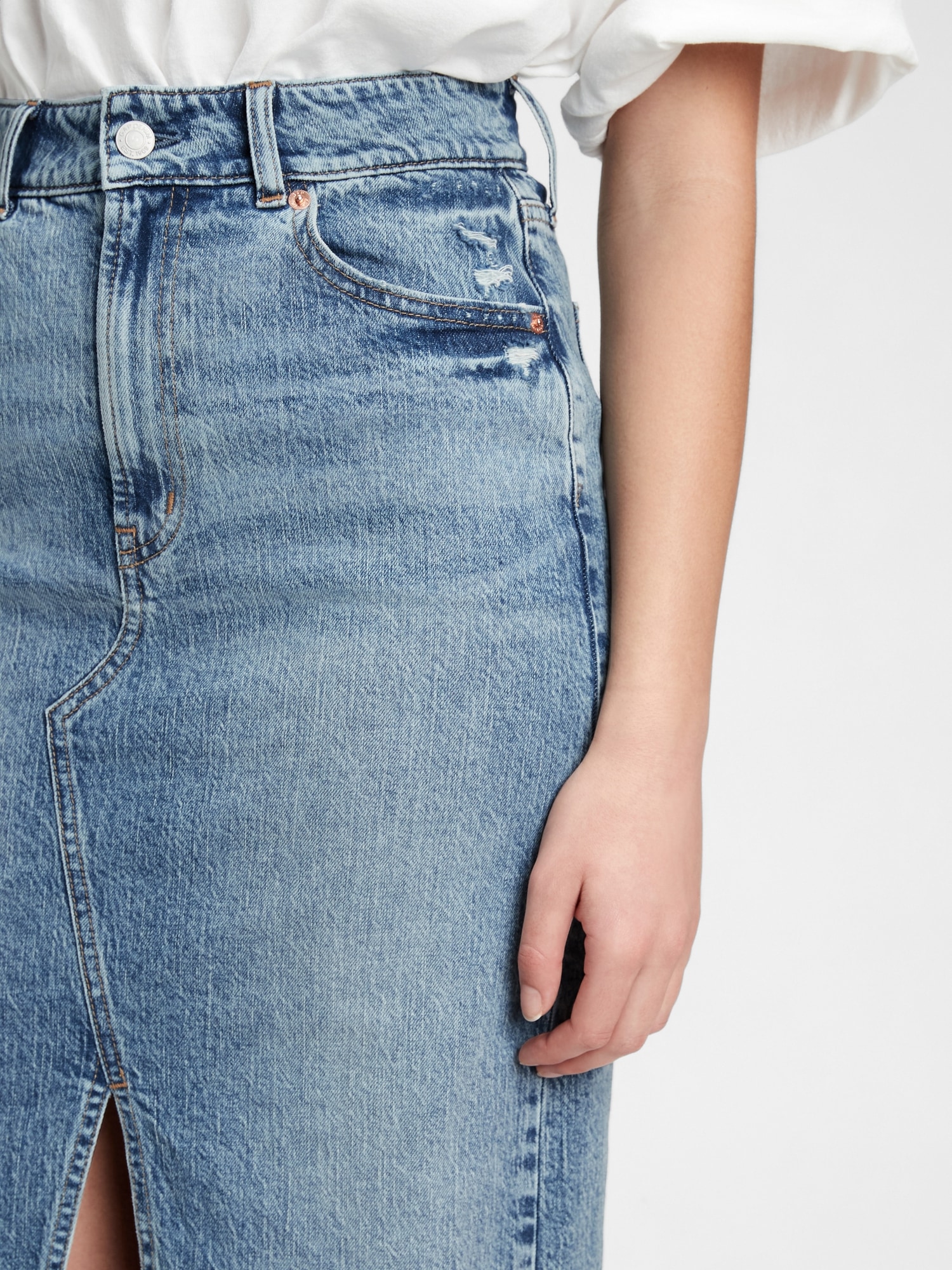 Denim Midi Pencil Skirt Gap