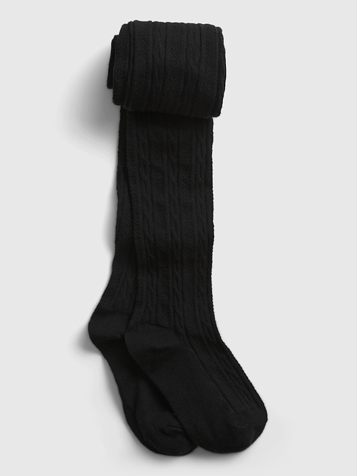 1 of 8 showing, with the color true black of product Kids Cable Knit Tights