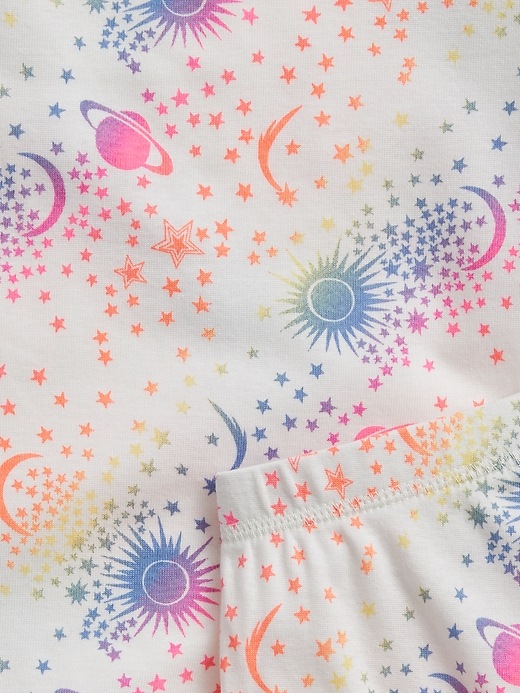 2 of 8 showing, with the color new off white of product Kids 100% Organic Cotton Space Graphic PJ Set
