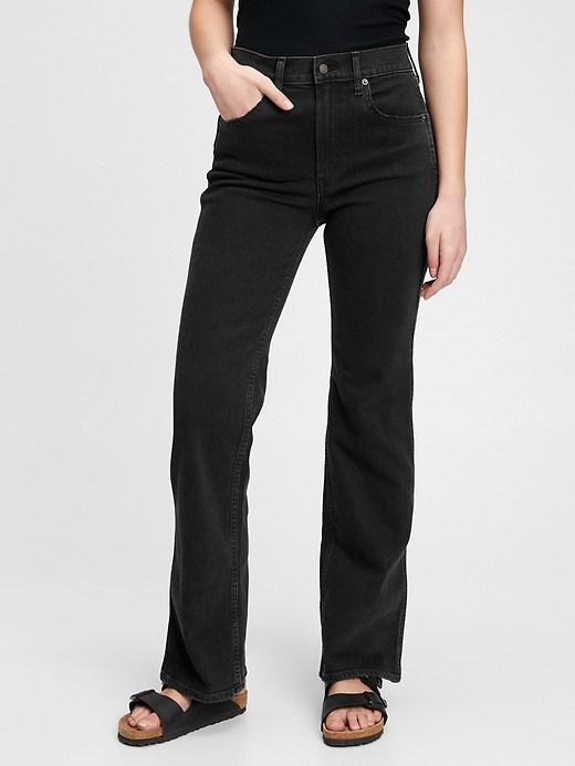 1 of 8 showing, with the color absolute black of product High Rise Vintage Flare Jeans With Washwell™
