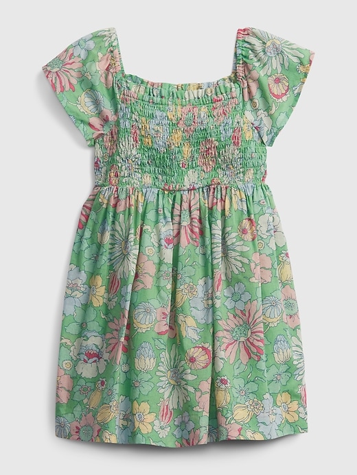 1 of 8 showing, with the color stem green floral of product Toddler Smocked Floral Dress