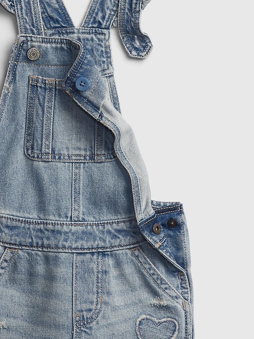 Image number 3 showing, Toddler Ruffle Denim Shortalls with Washwell&#153