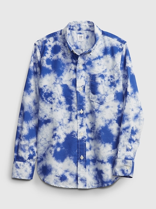 1 of 8 showing, with the color blue tie dye of product Kids Tie-Dye Poplin Shirt