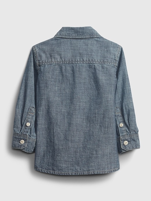 2 of 8 showing, with the color Washed medium blue of product Baby Chambray Shirt