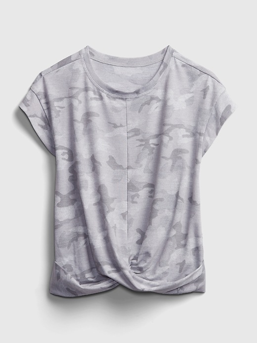 1 of 8 showing, with the color white camo of product GapFit Kids Recycled  Twist Front T-Shirt
