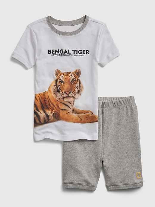 1 of 8 showing, with the color white of product GapKids &#124 National Geographic Bengal Tiger Graphic 100% PJ Set