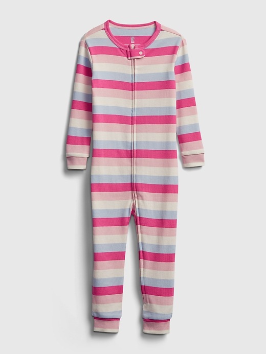 Image number 1 showing, Baby 100% Organic Cotton Stripe One-Piece