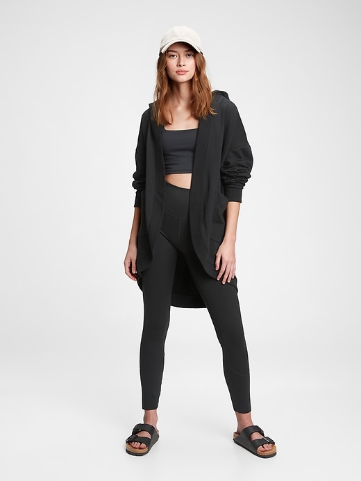 1 of 8 showing, with the color true black of product Fleece Hooded Cardigan