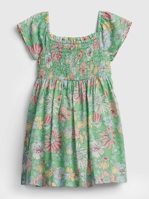 2 of 8 showing, with the color stem green floral of product Toddler Smocked Floral Dress