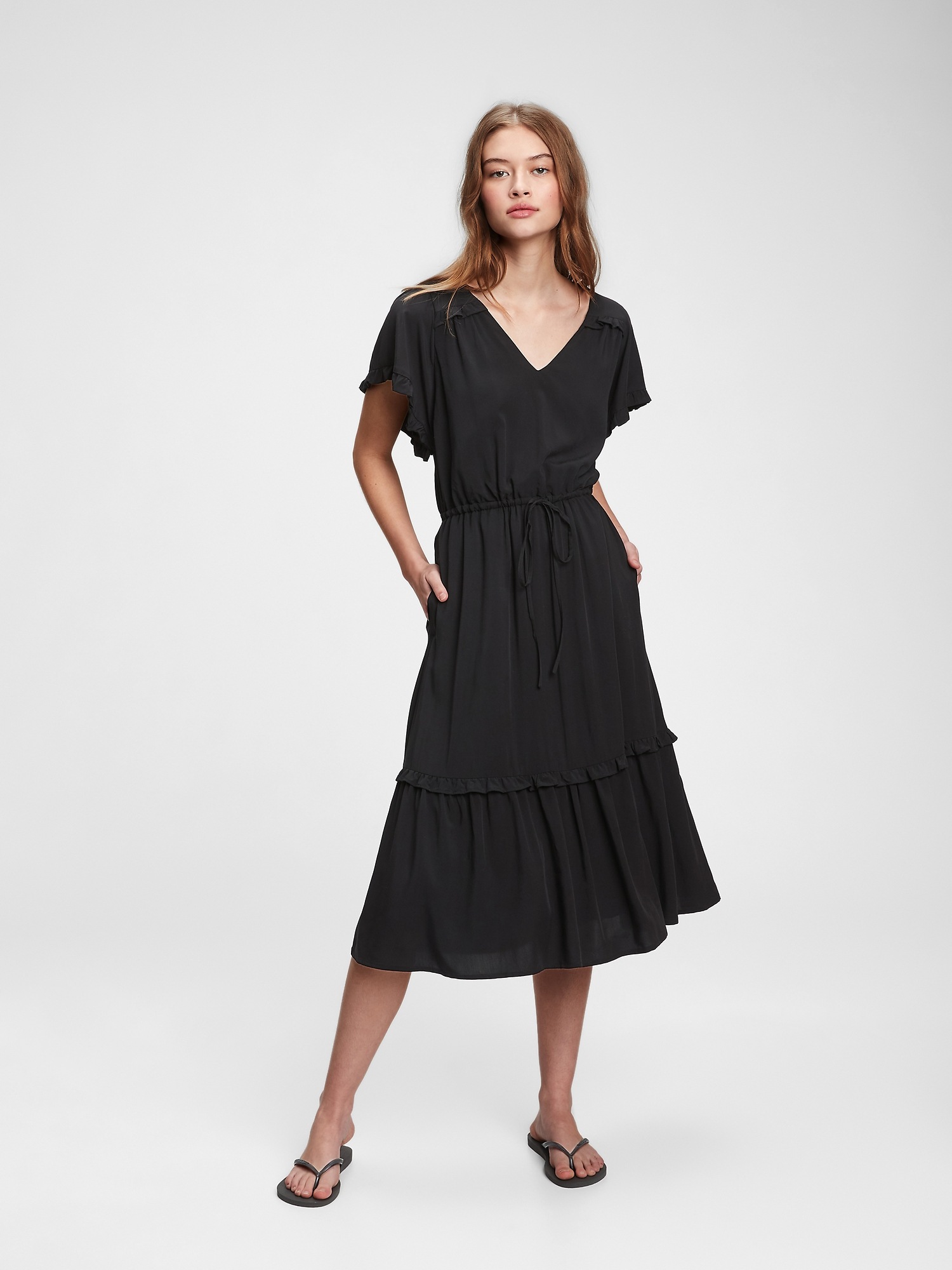 gap flutter sleeve midi dress