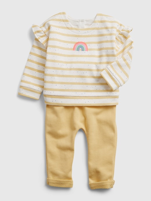 Image number 3 showing, Baby Rainbow Stripe Outfit Set