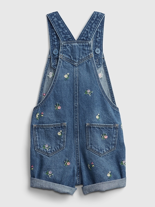 2 of 8 showing, with the color daisy floral white of product Toddler Embroidered Floral Shortall with Washwell™