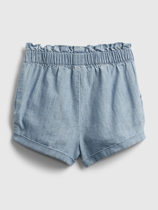 2 of 8 showing, with the color chambray of product Toddler Chambray Utility Pull-On Shorts