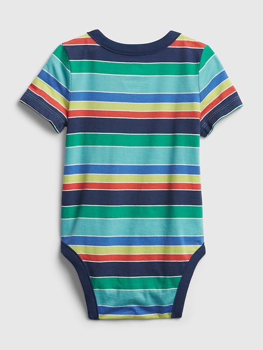 2 of 8 showing, with the color multi stripe of product Baby 100% Organic Cotton Mix and Match Stripe Bodysuit