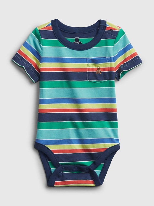 1 of 8 showing, with the color multi stripe of product Baby 100% Organic Cotton Mix and Match Stripe Bodysuit