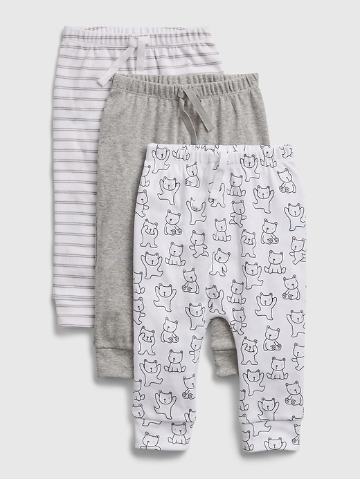 1 of 8 showing, with the color grey heather of product Baby Print Pull-On Pants (3-Pack)