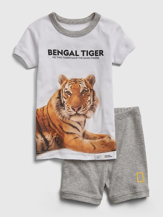 Image number 1 showing, babyGap &#124 National Geographic 100% Organic Cotton Tiger Graphic PJ Set