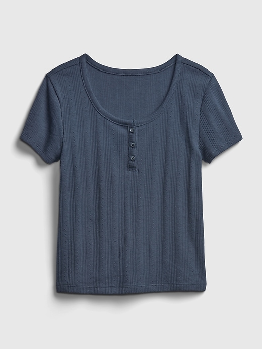 2 of 8 showing, with the color deep sailor blue of product Teen Cropped Henley T-Shirt