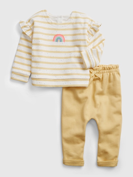 Image number 1 showing, Baby Rainbow Stripe Outfit Set