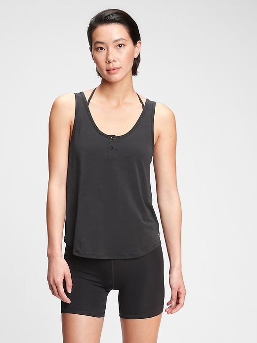 View large product image 1 of 1. GapFit Breathe Henley Tank Top