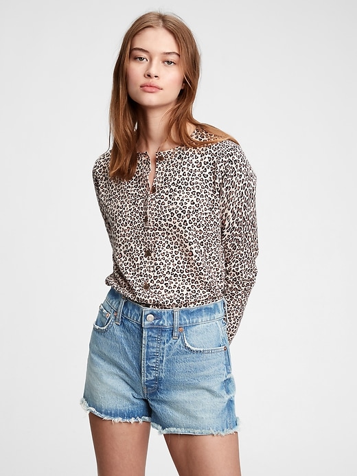 1 of 8 showing, with the color cheetah heart print of product Heart Print Cardigan