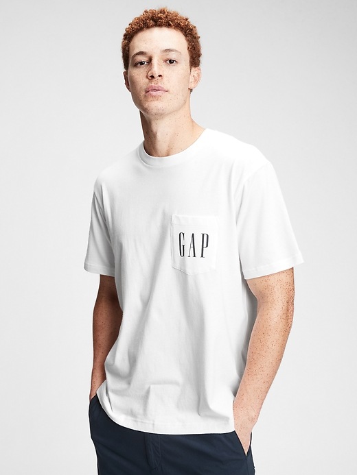 1 of 8 showing, with the color white of product Gap Logo Pocket T-Shirt