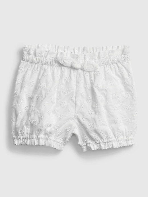 1 of 8 showing, with the color optic white of product Baby Eyelet Bubble Shorts