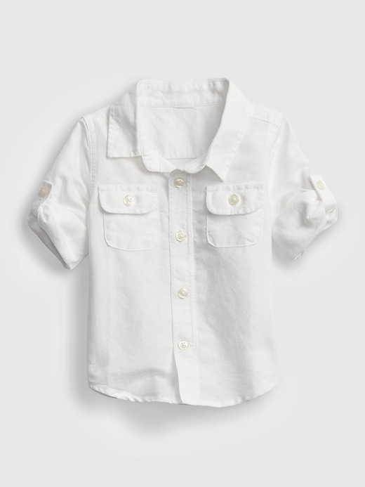 1 of 8 showing, with the color white of product Baby Linen Shirt
