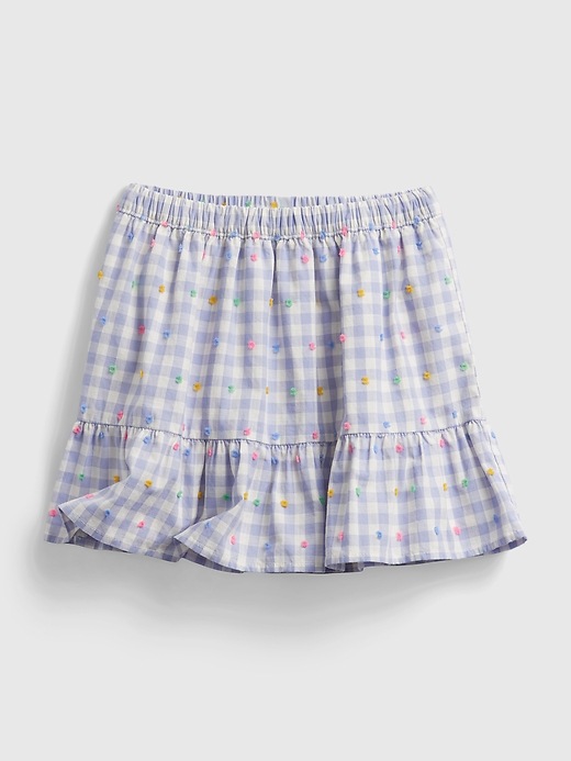 1 of 8 showing, with the color medium gingham blue of product Toddler Gingham Pull-On Skirt