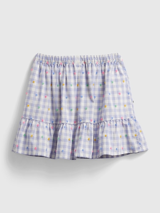 2 of 8 showing, with the color medium gingham blue of product Toddler Gingham Pull-On Skirt